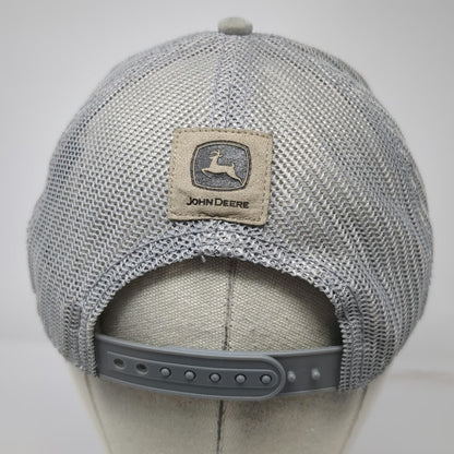 John Deere Trucker Hat Gray One Size Mesh Back Snapback Suede Brim Logo Patch
