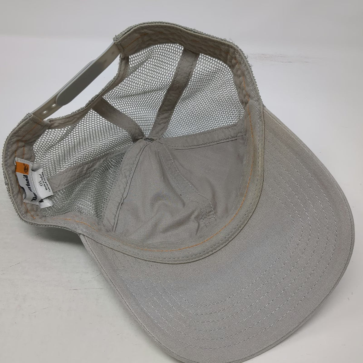 Timberland Trucker Hat Gray One Size Snapback Mesh Logo Embroidered Work Outdoor