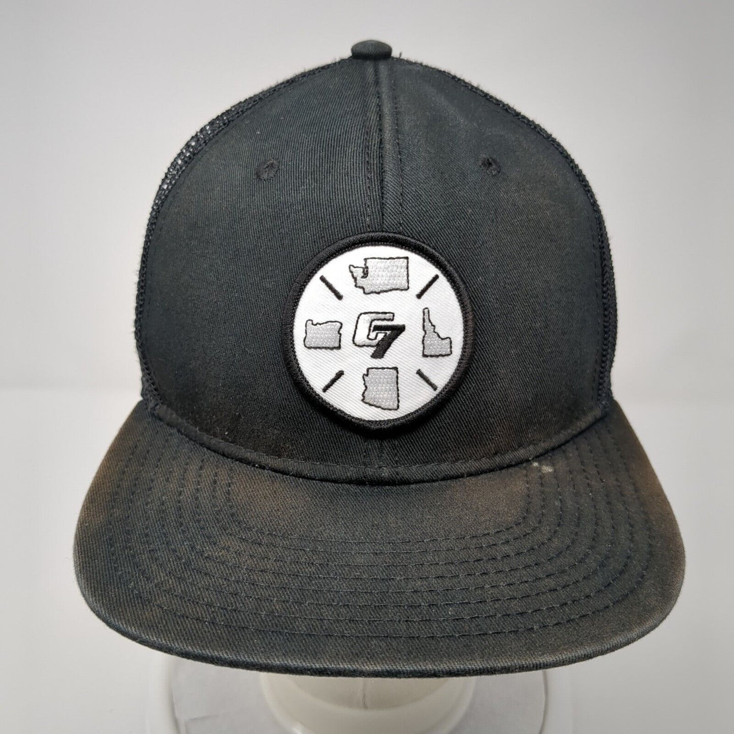 G7 Snapback Trucker Hat Black One Size Adjustable Mesh Back Otto Cotton
