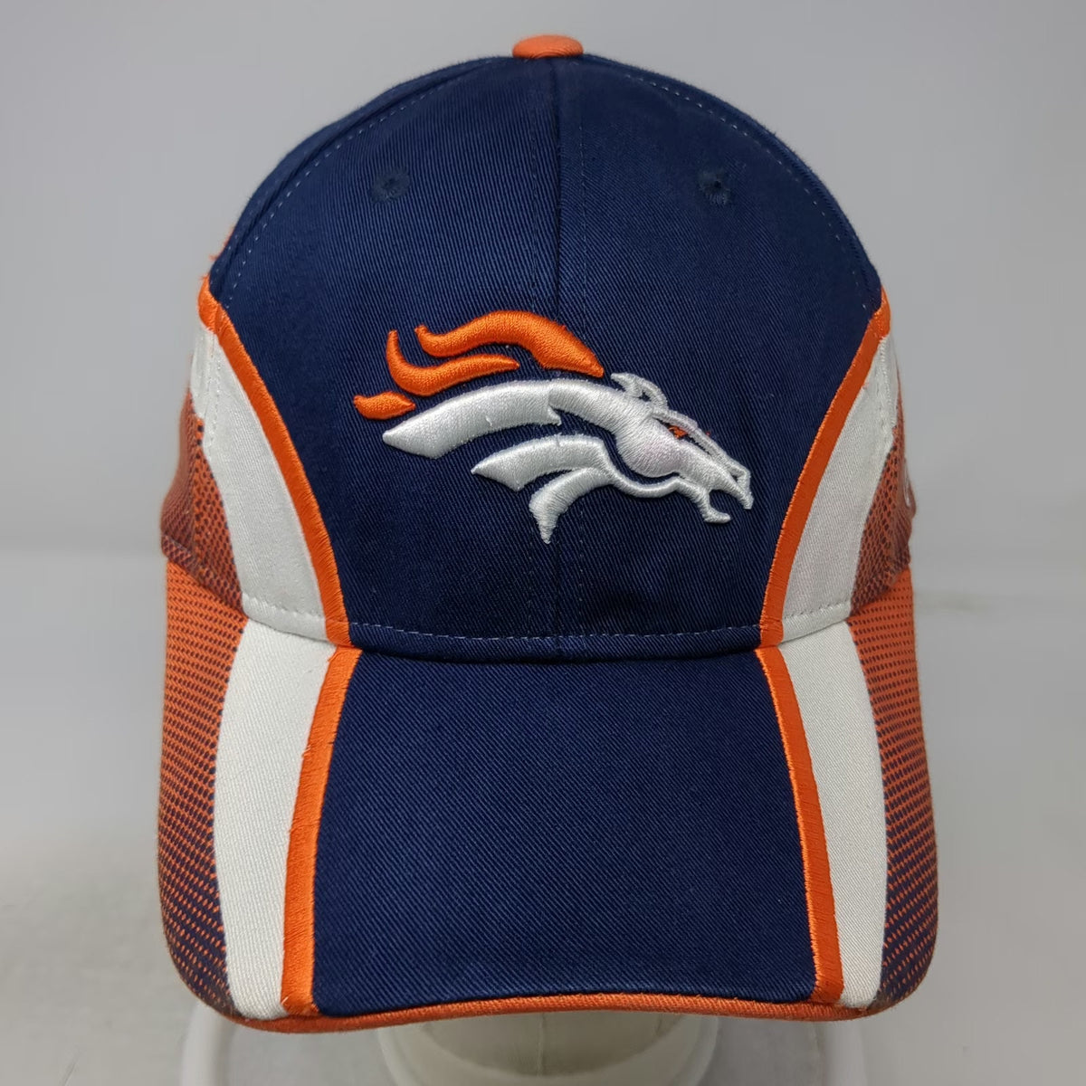 Reebok Denver Broncos NFL Blue Orange White OSFM Strapback Cotton Logo Cap Hat