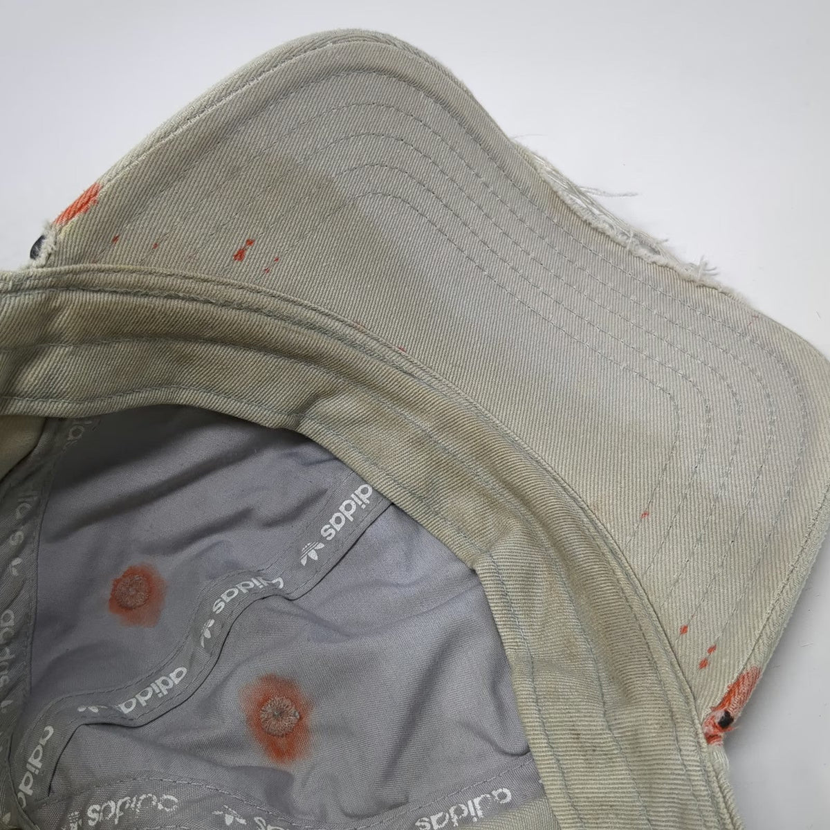 Adidas Baseball Cap Beige One Size Distressed Trefoil Slideback Strapback Hat