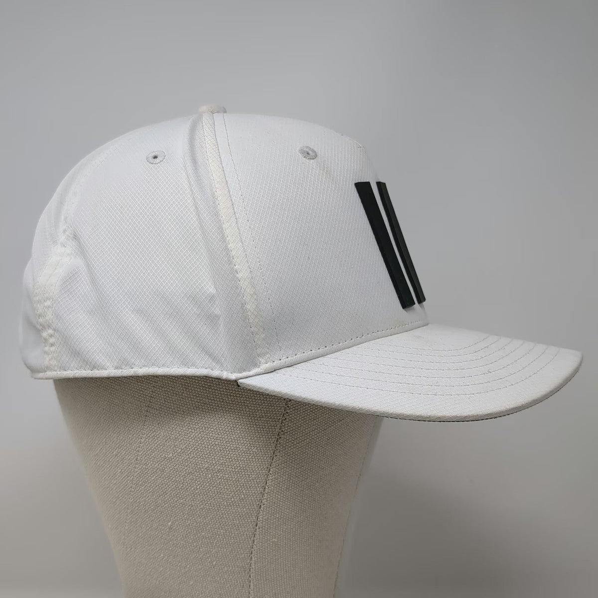 Adidas 5 Panel White One Size Hat BK Golf Logo Snapback 3 Stripes Performance