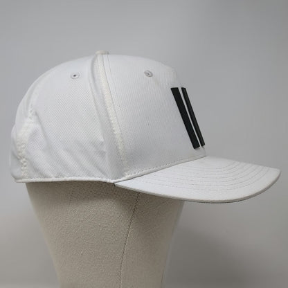 Adidas 5 Panel White One Size Hat BK Golf Logo Snapback 3 Stripes Performance
