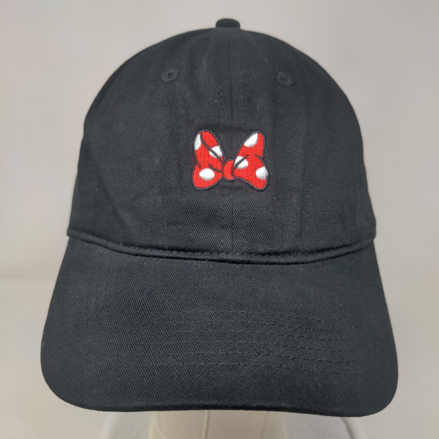 Minnie Mouse Slideback Hat Black One Size Adjustable Embroidered Disney