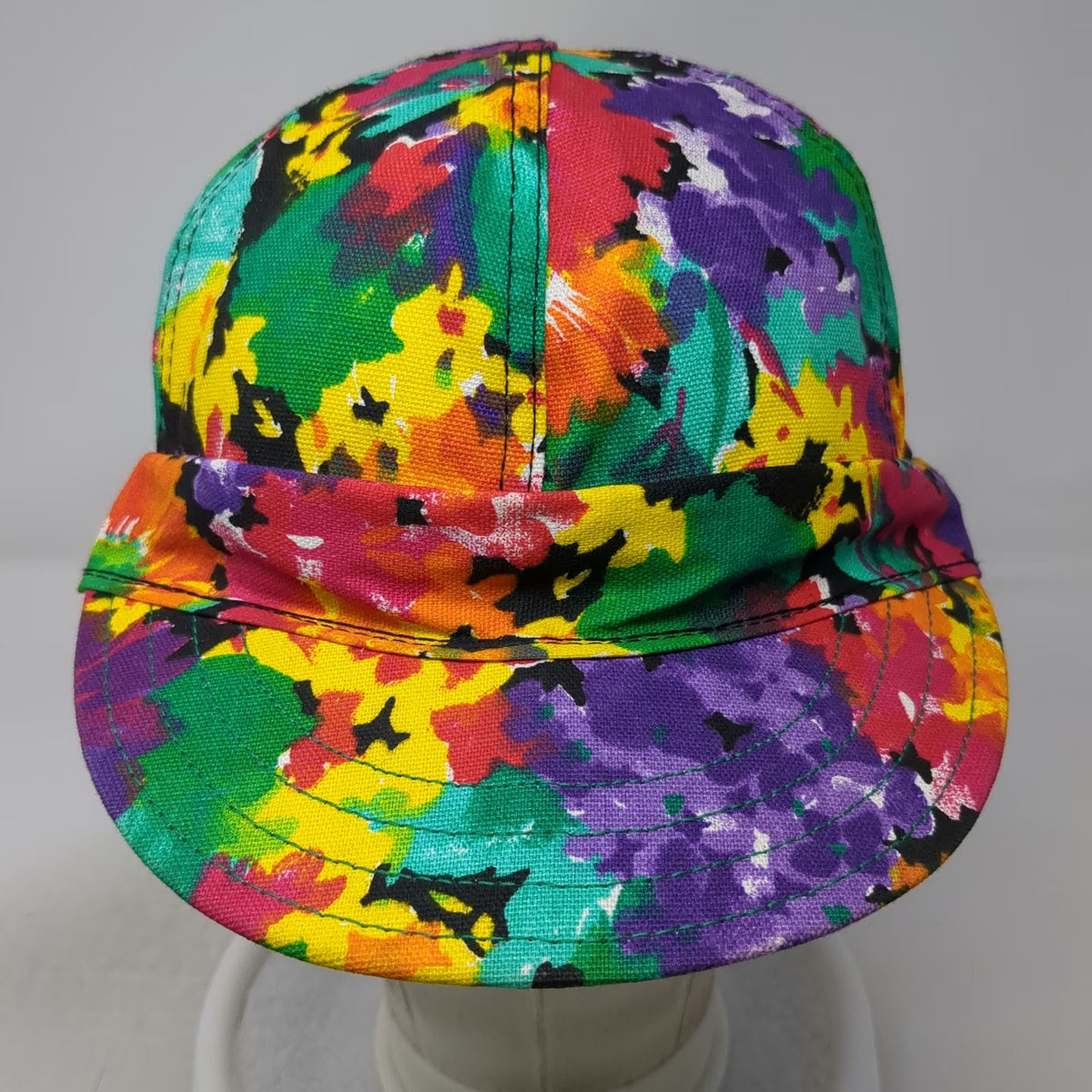 Kromer Baseball Cap Green Yellow Purple 7 3/4 Floral All Over Print Union Made