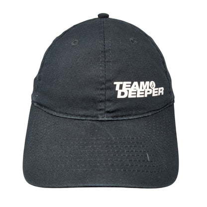 Team Deeper Strapback Hat Black Graphic Spell Out Logo 100% Cotton Adjustable
