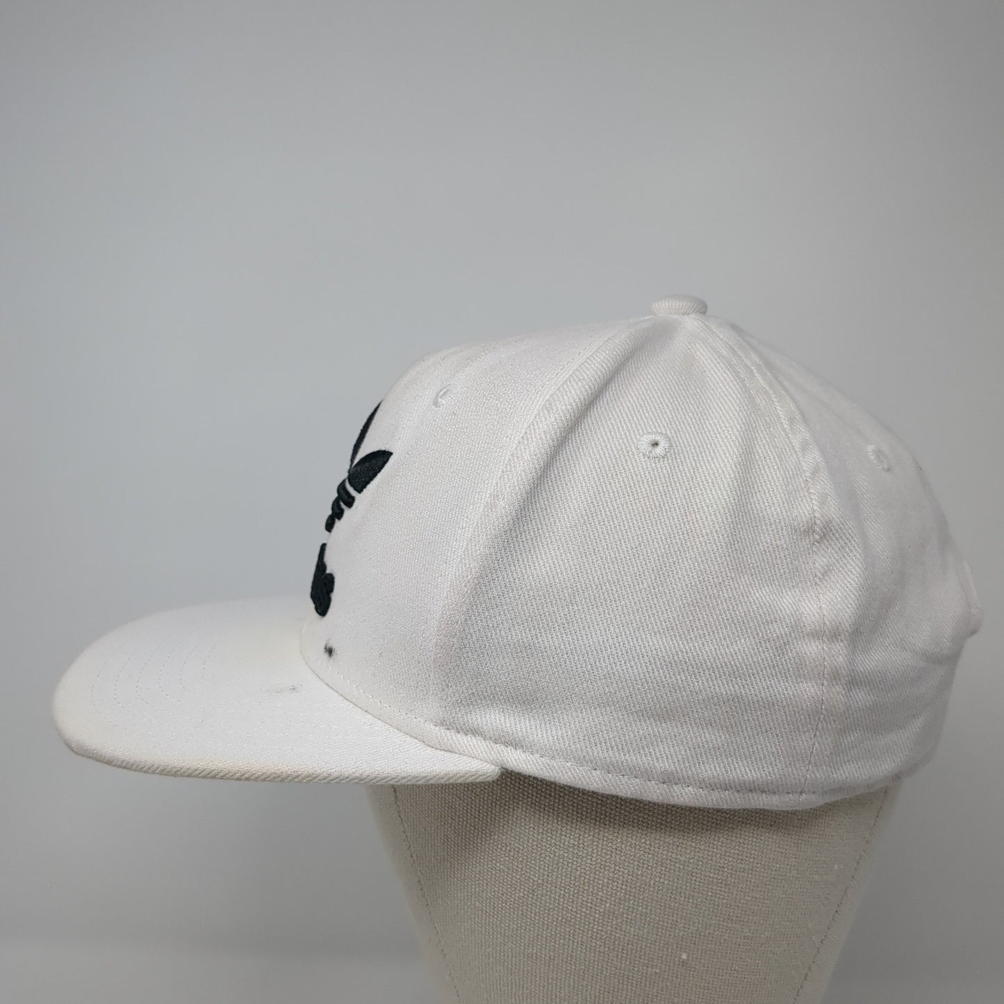 Adidas Snapback Hat White One Size Adjustable Embroidered Trefoil 6 Panel
