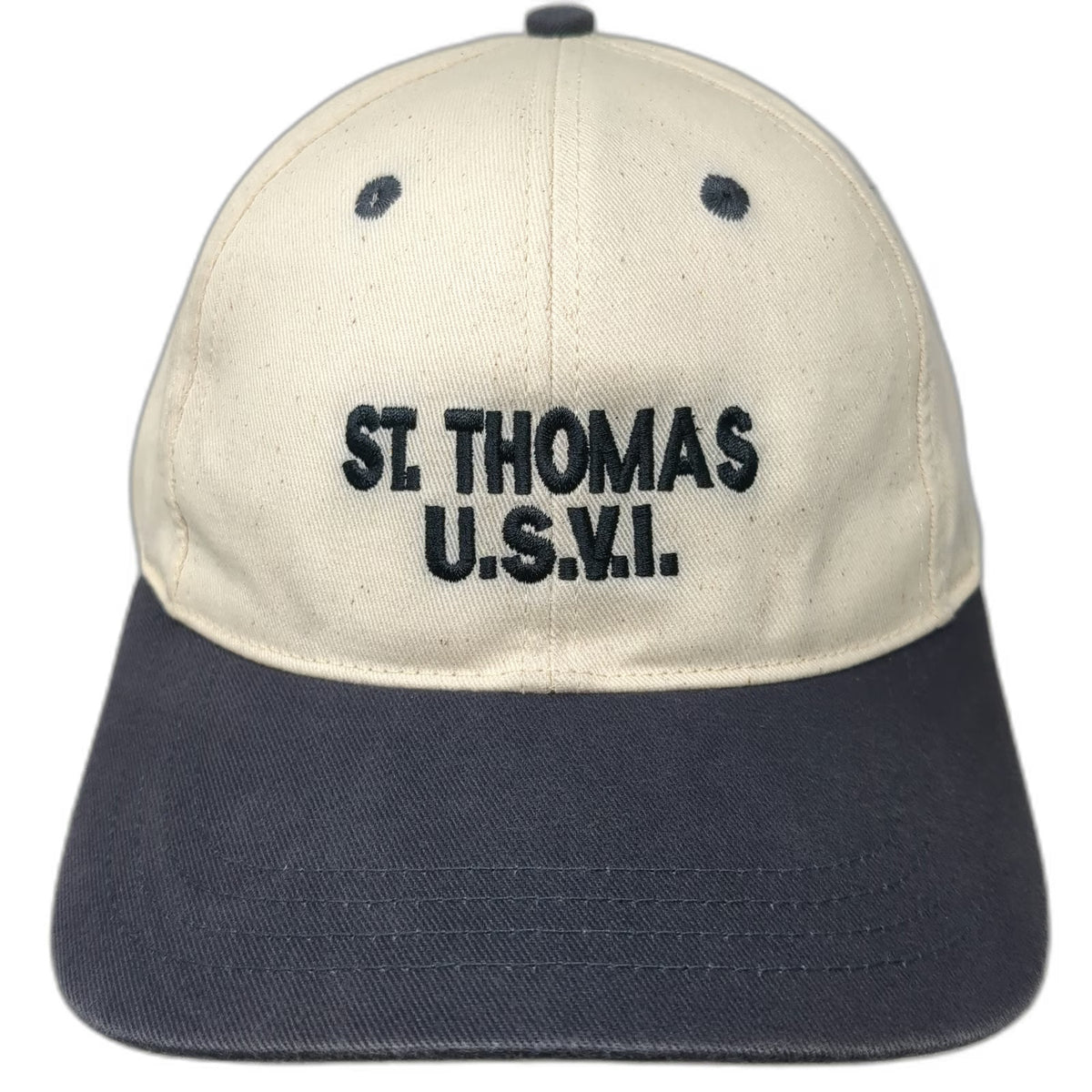Del Sol Baseball Cap Beige Blue One Size St. Thomas USVI Souvenir Strapback Hat