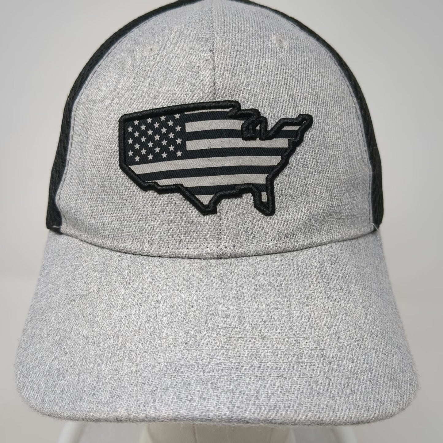 Highland Tactical Baseball Cap Gray Black One Size USA Flag Patch Mesh Back