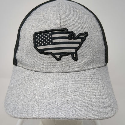 Highland Tactical Baseball Cap Gray Black One Size USA Flag Patch Mesh Back