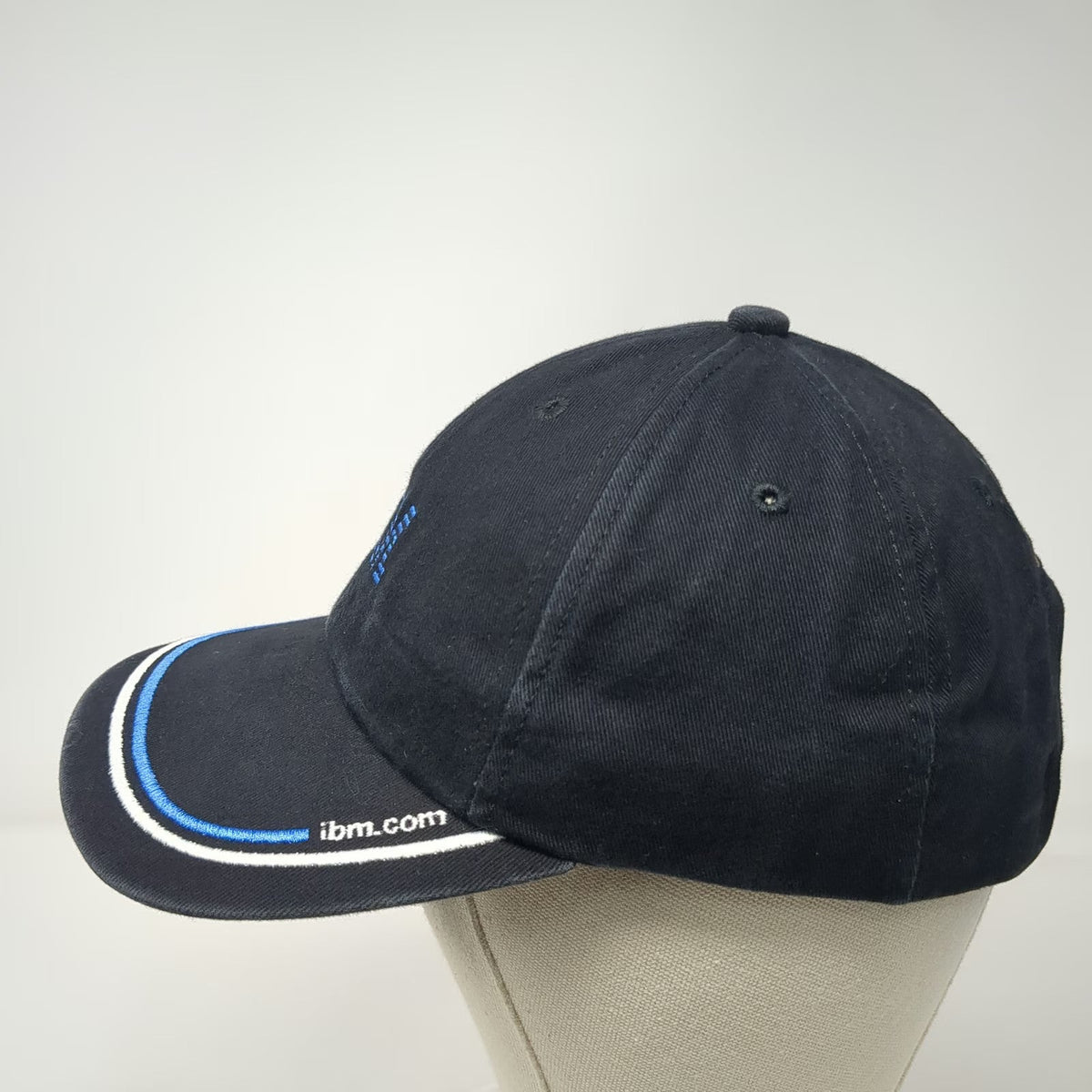 K-Products Baseball Cap Black Blue White IBM ITG Tree Slideback Hat Vintage