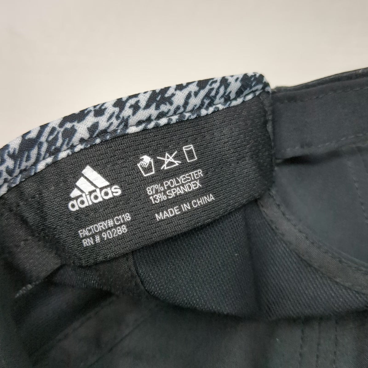 Adidas Baseball Cap Black One Size Climalite Patterned Trim Strapback Hat Rubber