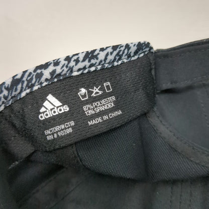 Adidas Baseball Cap Black One Size Climalite Patterned Trim Strapback Hat Rubber