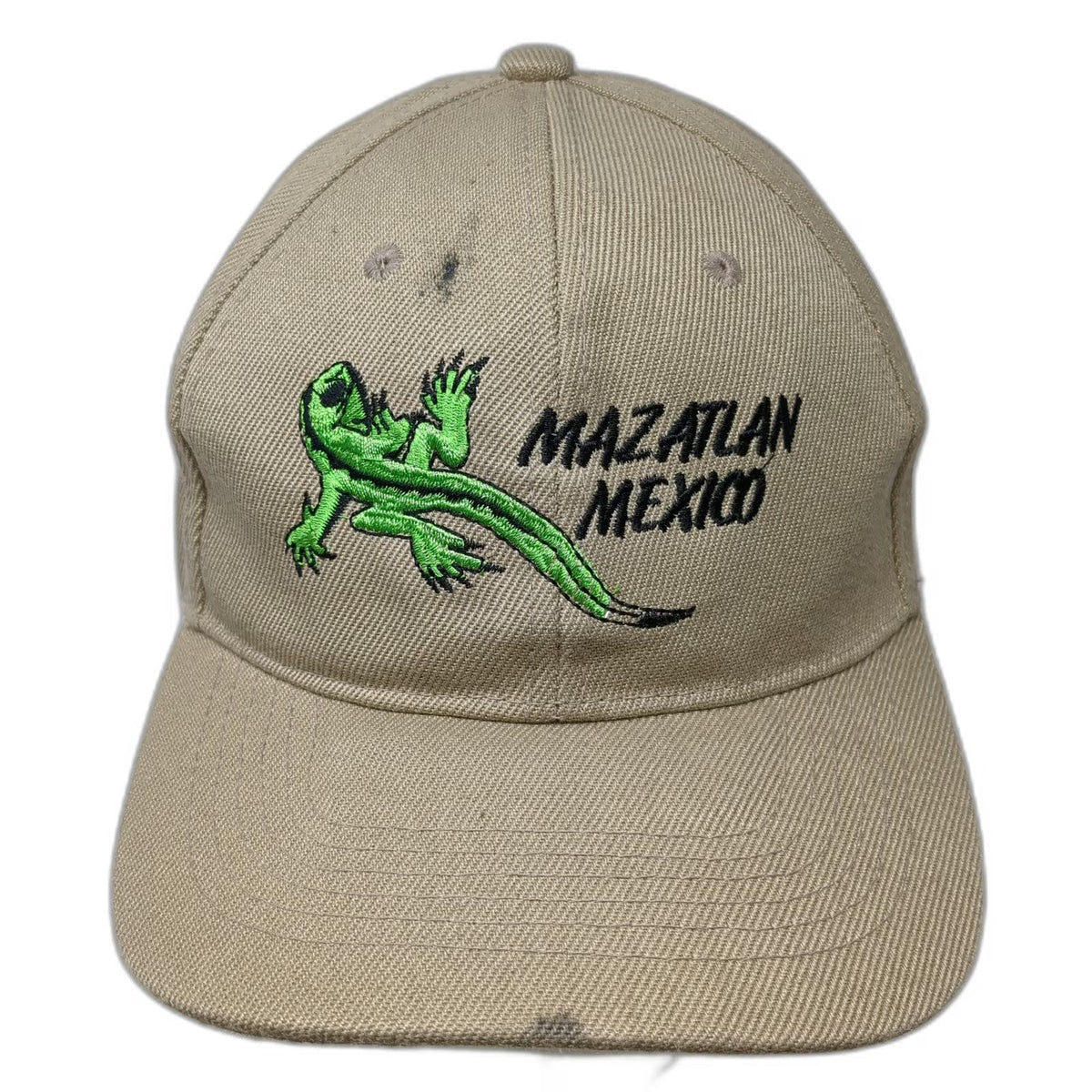 Baseball Cap Beige One Size Mazatlan Mexico Lizard Embroidered Strapback Hat