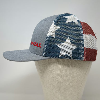 Richardson Trucker Hat Gray One Size American Flag Mesh CAPITAL Trex Embroidery
