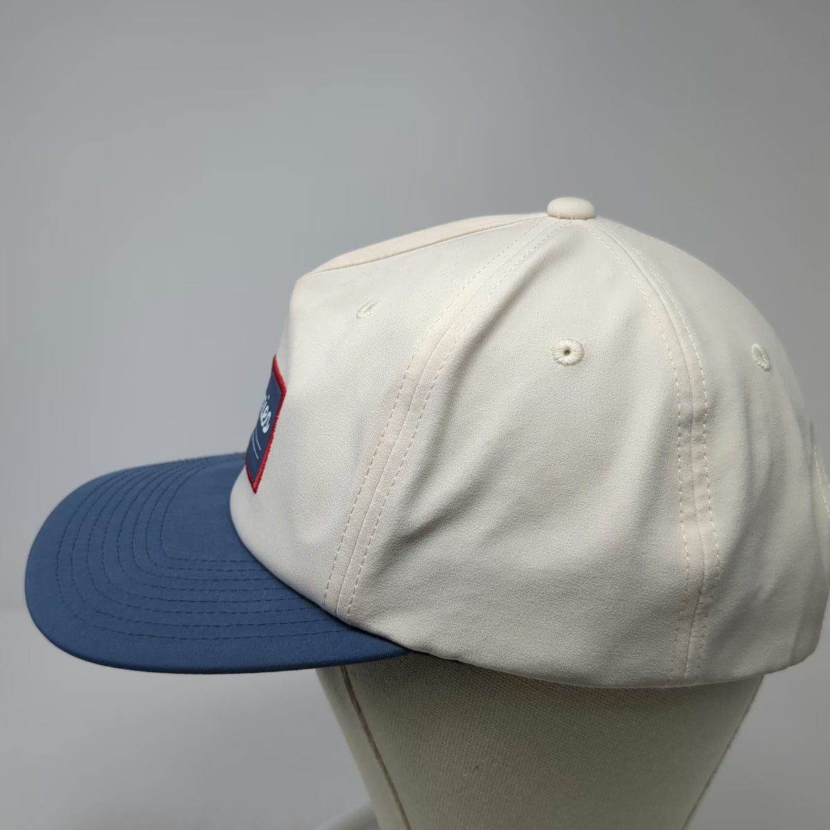 Swannies 5 Panel White Blue One Size Snapback Patch Golf Hat Performance Sport