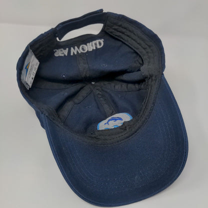 Sea World Strapback Hat Blue One Size Adjustable Embroidered 6 Panel Cotton