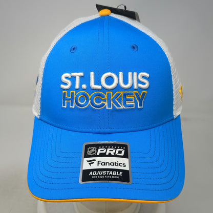 St. Louis Blues NHL Fanatics Trucker Hat Blue White Yellow OS Snapback Hockey