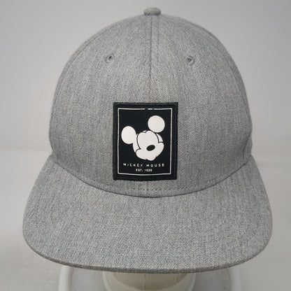 Neff Mickey Mouse Snapback Hat Gray One Size Disney Flat Brim Cotton Black Patch