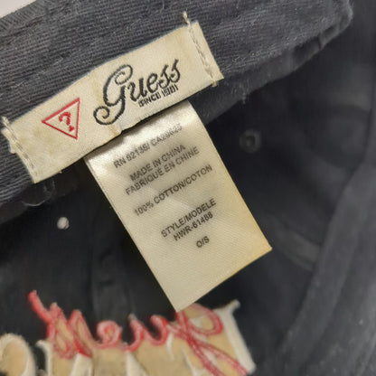 Guess Baseball Cap Black One Size Embroidered Jeans Script Logo Slideback Hat