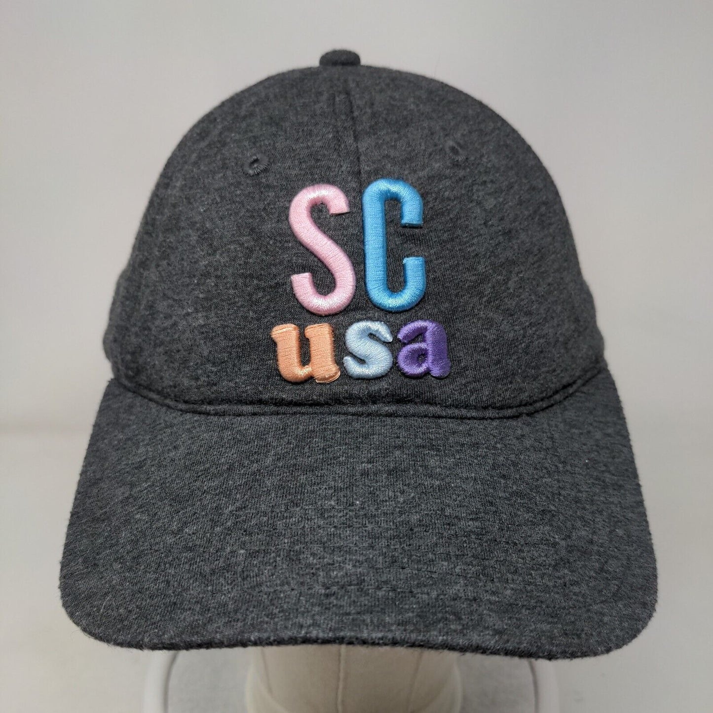 SC USA Slideback Hat Gray OSFM Adjustable Embroidered 6 Panel Home Free