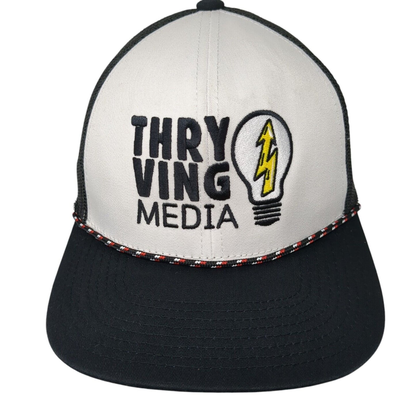 Thry Ving Media Snapback Rope Trucker Hat Black One Size Mesh Back