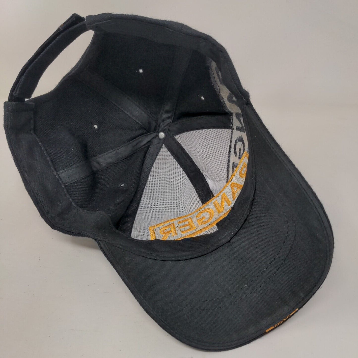 Ranger Strapbak Hat Black One Size Adjustable Embroidered Vented Holes 6 Panel