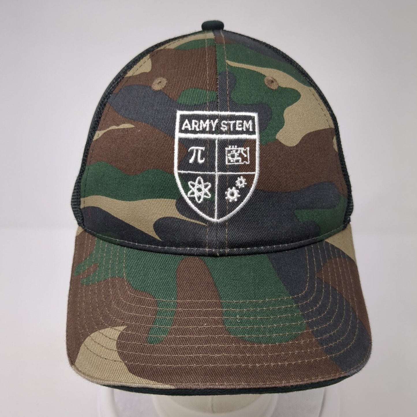 Army Stem Strapback Mesh Back Trucker Hat Camo One Size Adjustable