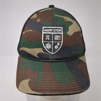 Army Stem Strapback Mesh Back Trucker Hat Camo One Size Adjustable