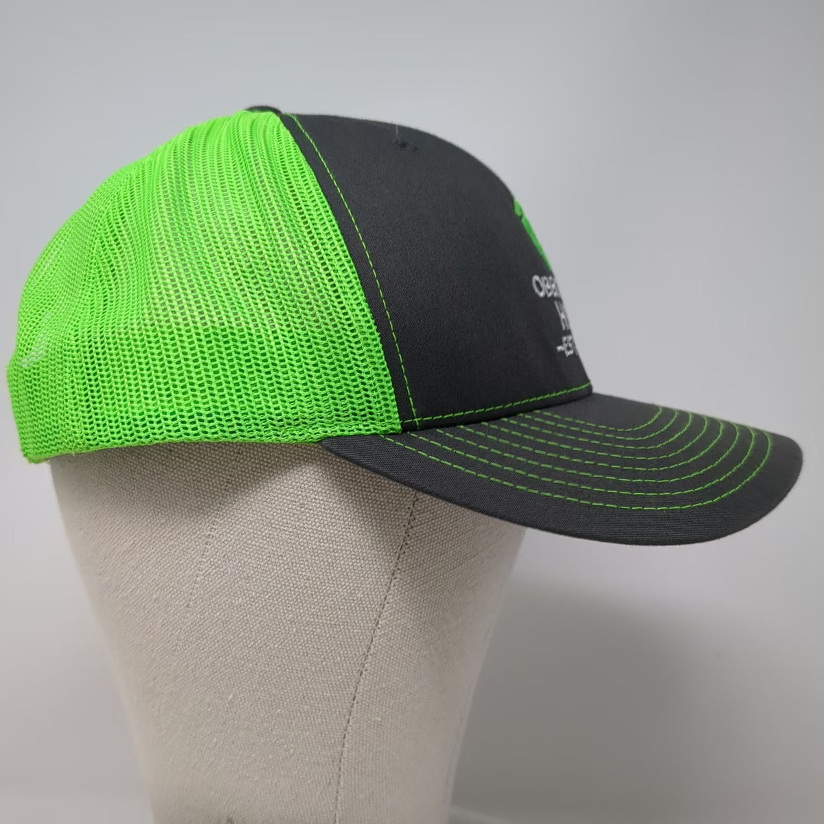 Richardson Trucker Hat Gray Green One Size Hop Cone Mesh Snapback Agriculture