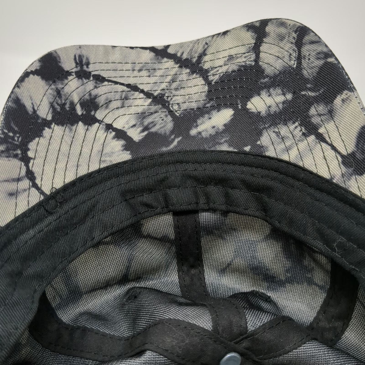 No Boundaries Baseball Cap Gray Black Tie-Dye One Size Recycled Slideback Hat