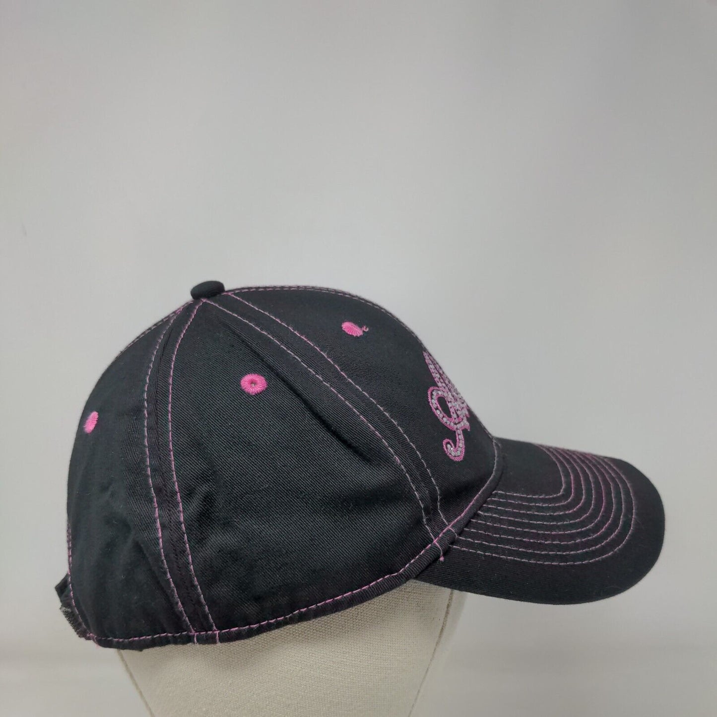 Alaska Strapback Hat Black One Size Embroidered Bling Adjustable