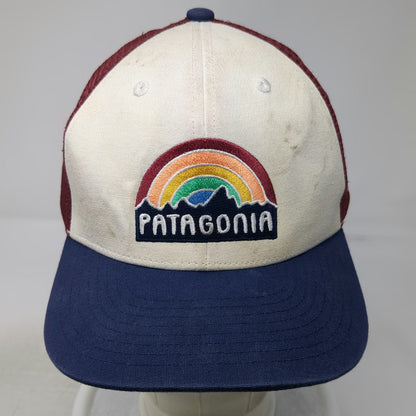 Patagonia Trucker Hat Blue Red White OSFM Mesh Snapback Rainbow Mountain Logo