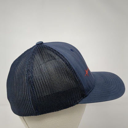 Idaho EKG Heartbeat Fitted Mesh Back Trucker Hat Blue One Size Flexfit