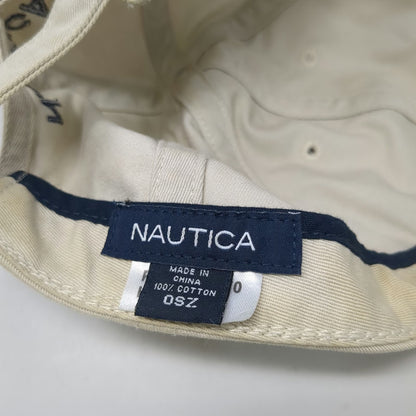 Nautica Baseball Cap Beige One Size Slideback Cotton Embroidered Blue Sail Hat
