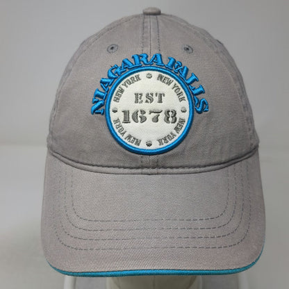 Blooming Onion Baseball Cap Gray Blue One Size Niagara Falls Strapback Hat Patch