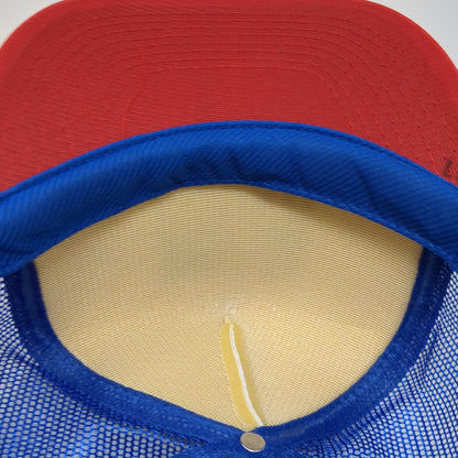 Blue White Red Trucker Hat One Size SQUAD American Flag Mesh Rope Snapback USA