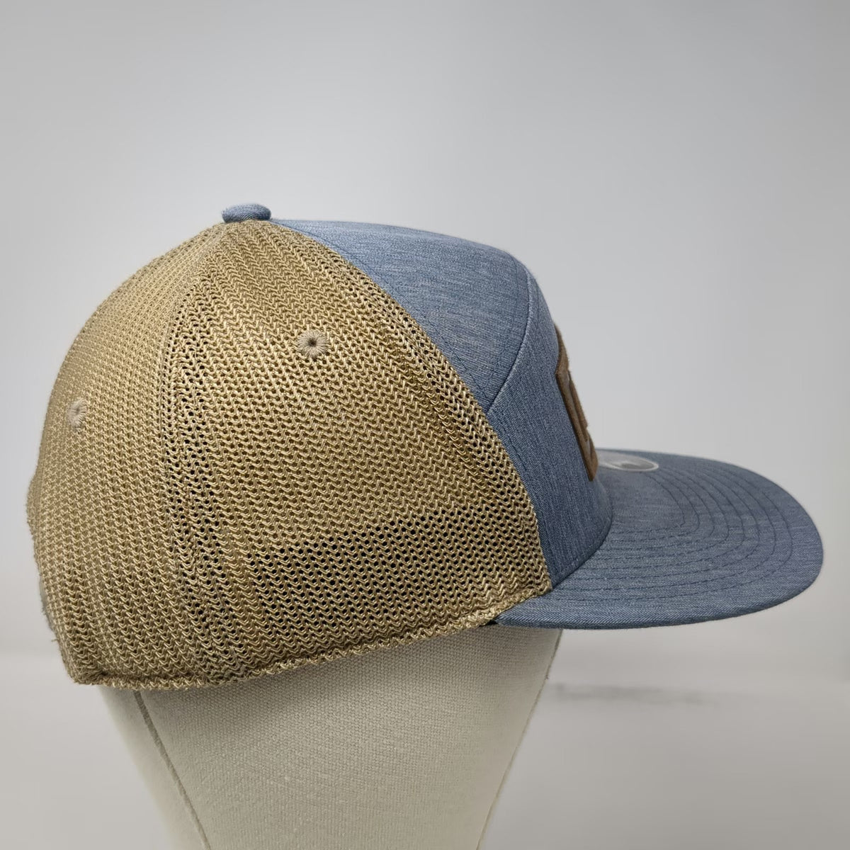 Ariat Work Trucker Hat Blue Tan Brown One Size Mesh Snapback Logo Patch Flexfit