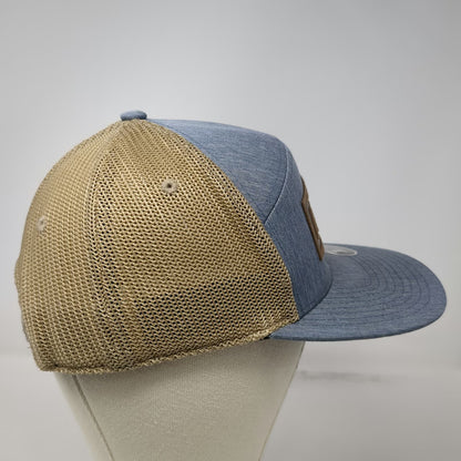 Ariat Work Trucker Hat Blue Tan Brown One Size Mesh Snapback Logo Patch Flexfit