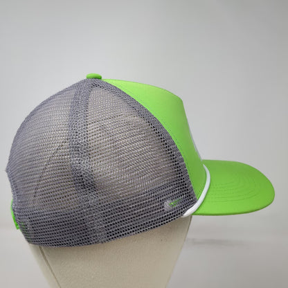 NameBrand Trucker Hat Green Gray One Size ICCU Logo Mesh Rope Snapback Cap