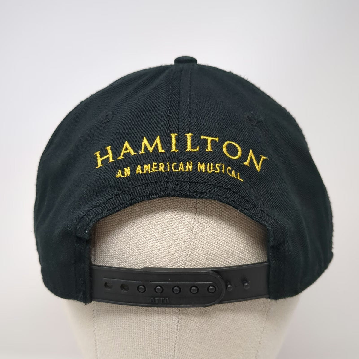 Otto Snapback Hat Black One Size Hamilton Musical Embroidery Flat Gray Brim