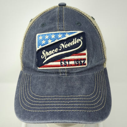 Ouray Trucker Hat Blue Beige One Size Space Needle Seattle 1962 Mesh Snapback
