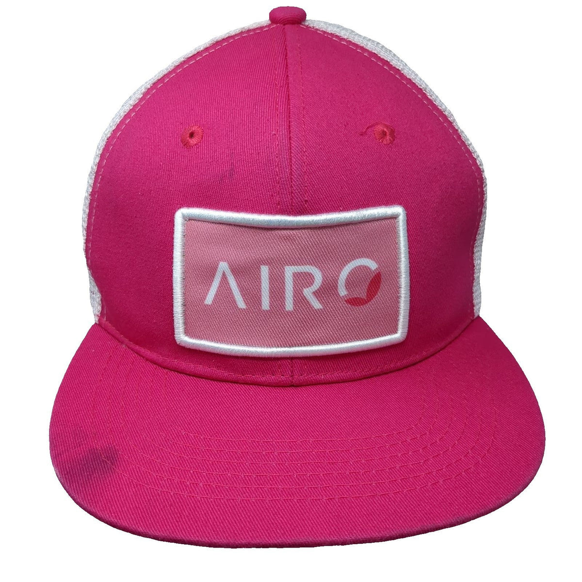 Airo Logo Patch Pink White Trucker Hat One Size Mesh Back Snapback Cap
