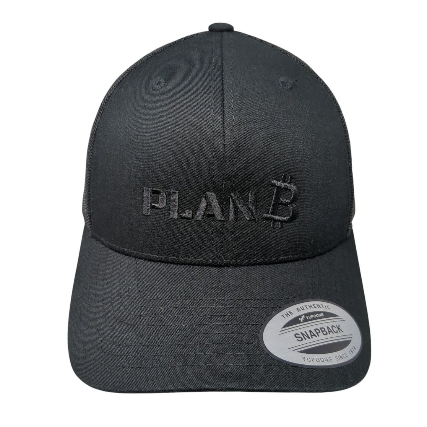 Plan B Snapback Mesh Back Trucker Hat Black One Size Adjustable Yupoong