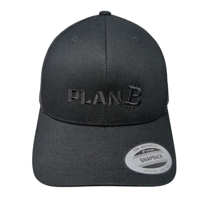 Plan B Snapback Mesh Back Trucker Hat Black One Size Adjustable Yupoong