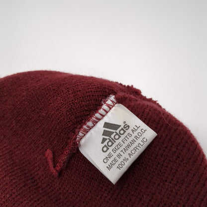 Adidas 3 Stripes Knit Beanie Hat Red One Size Stretch Embroidered