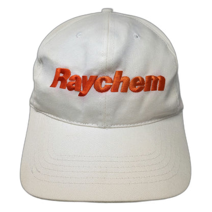 Raychem White Snapback Hat Orange Embroidered Logo Cotton 6 Panel Vintage