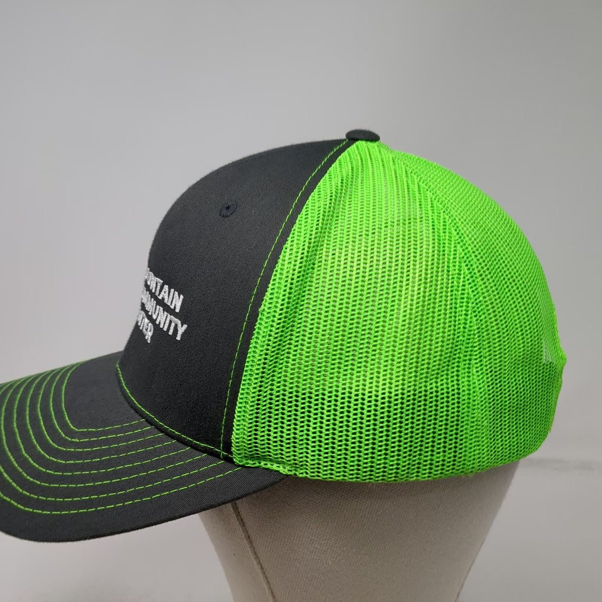 Richardson Trucker Hat Gray Green One Size Mountain Community Center Snapback
