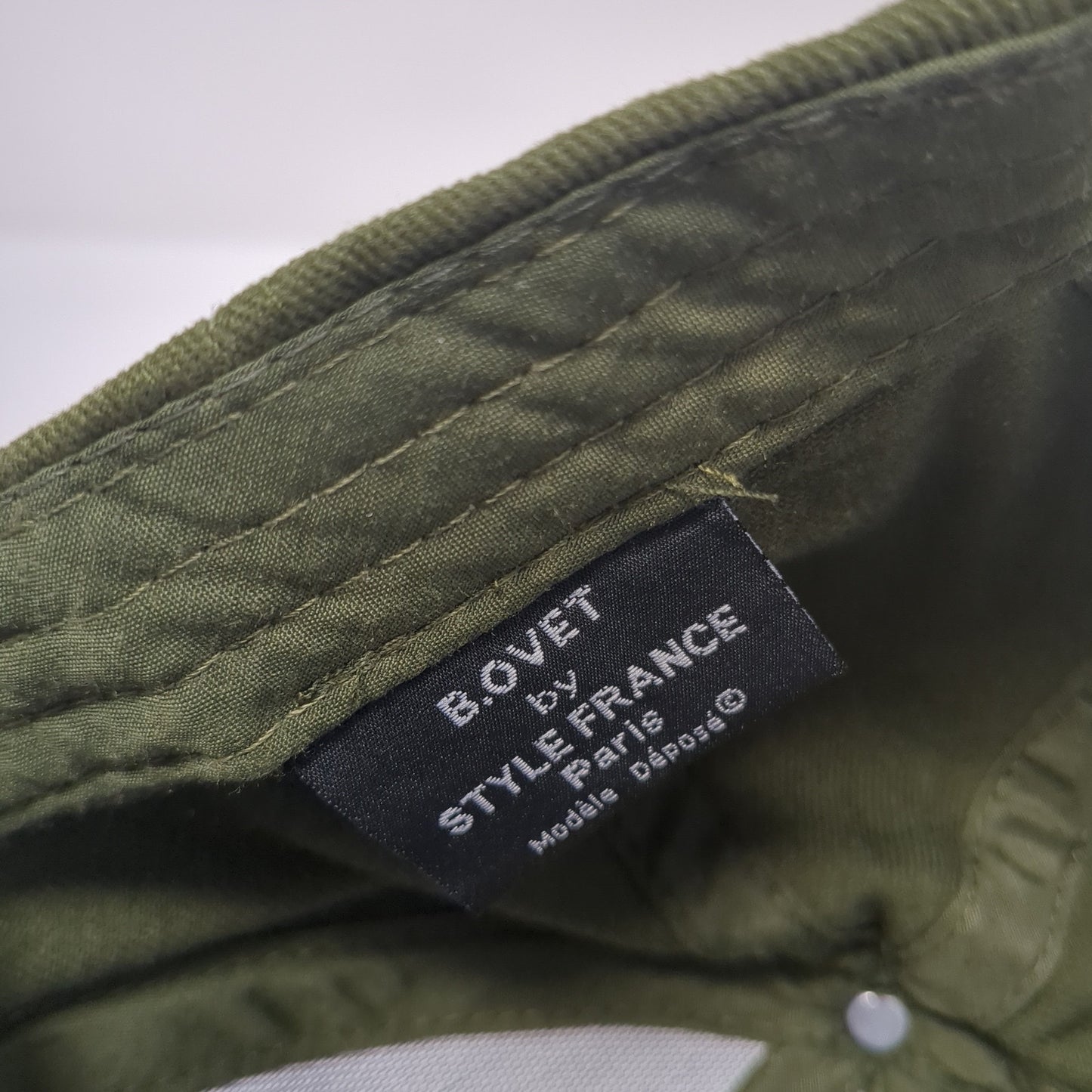 Chateaux De La Loire Slideback Hat Green One Size Solid Leather Patch