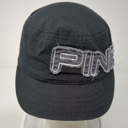 PING Army Cap Black Gray Hat Size 7 Cotton Distressed Patch Graphic Logo Fitted